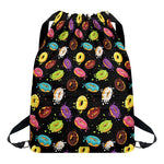 Glaze Donut Pattern Print Drawstring Backpack