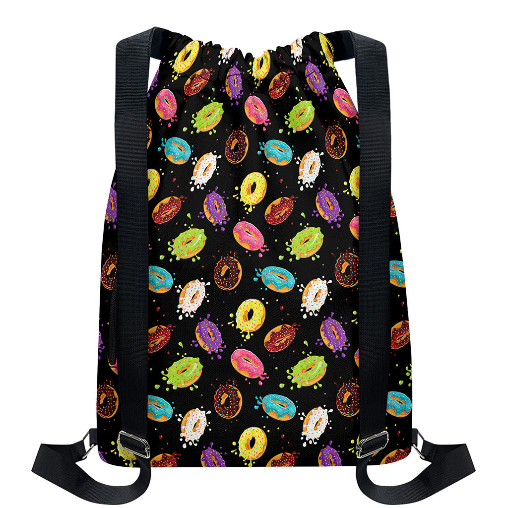 Glaze Donut Pattern Print Drawstring Backpack
