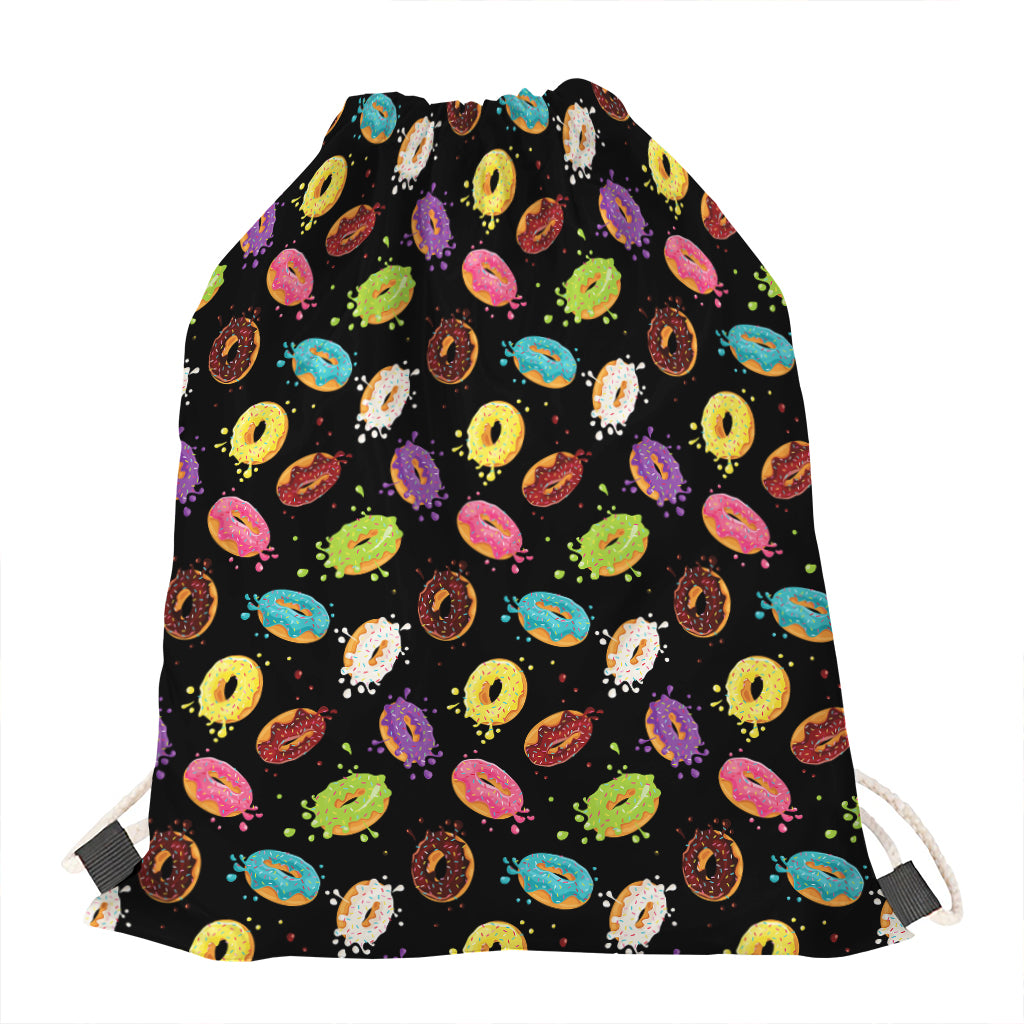 Glaze Donut Pattern Print Drawstring Bag