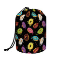 Glaze Donut Pattern Print Drawstring Makeup Bag