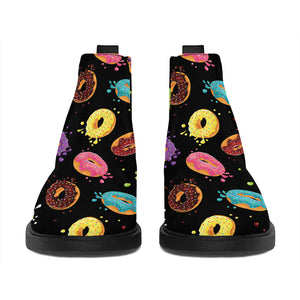 Glaze Donut Pattern Print Flat Ankle Boots