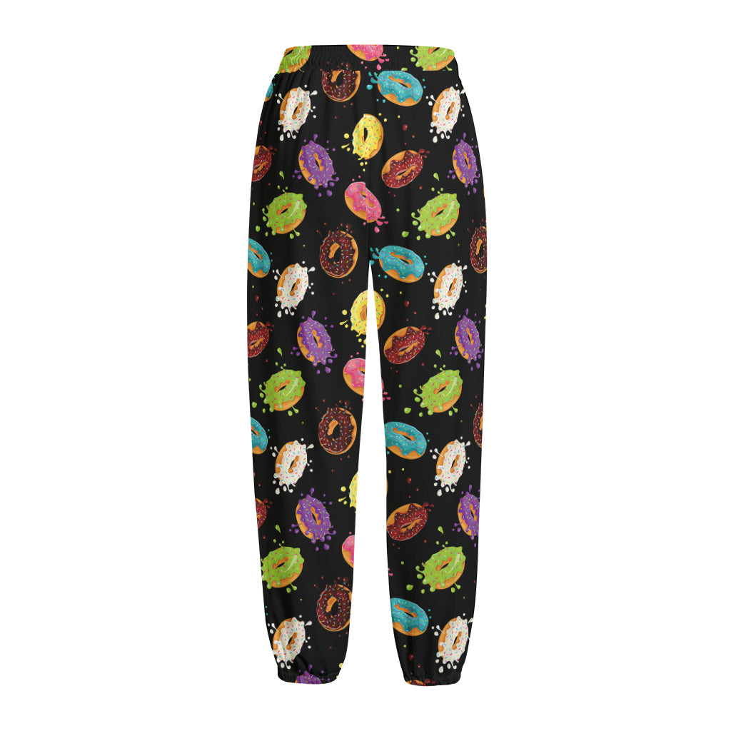 Glaze Donut Pattern Print Fleece Lined Knit Pants