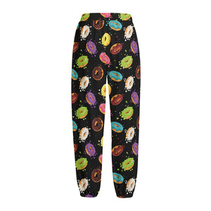 Glaze Donut Pattern Print Fleece Lined Knit Pants