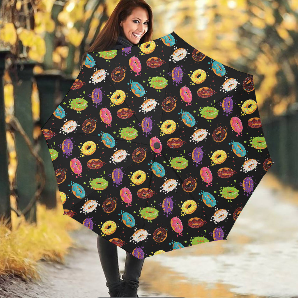 Glaze Donut Pattern Print Foldable Umbrella