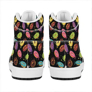 Glaze Donut Pattern Print High Top Leather Sneakers