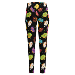 Glaze Donut Pattern Print High-Waisted Pocket Leggings