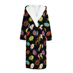 Glaze Donut Pattern Print Hooded Bathrobe