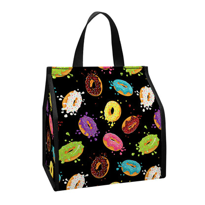 Glaze Donut Pattern Print Insulated Lunch Tote
