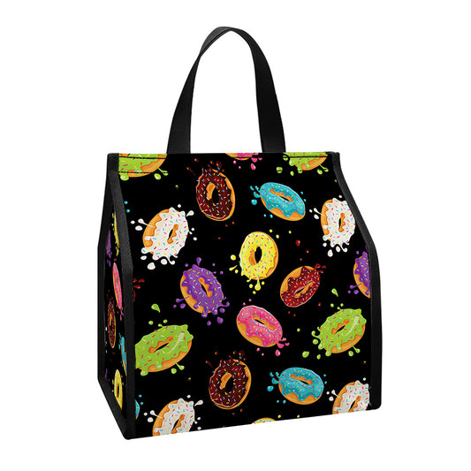 Glaze Donut Pattern Print Insulated Lunch Tote