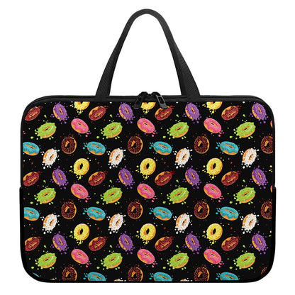 Glaze Donut Pattern Print Laptop Sleeve With Handle