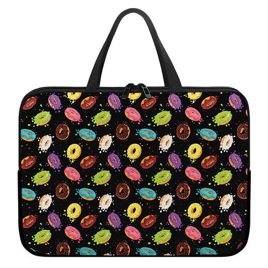 Glaze Donut Pattern Print Laptop Sleeve With Handle