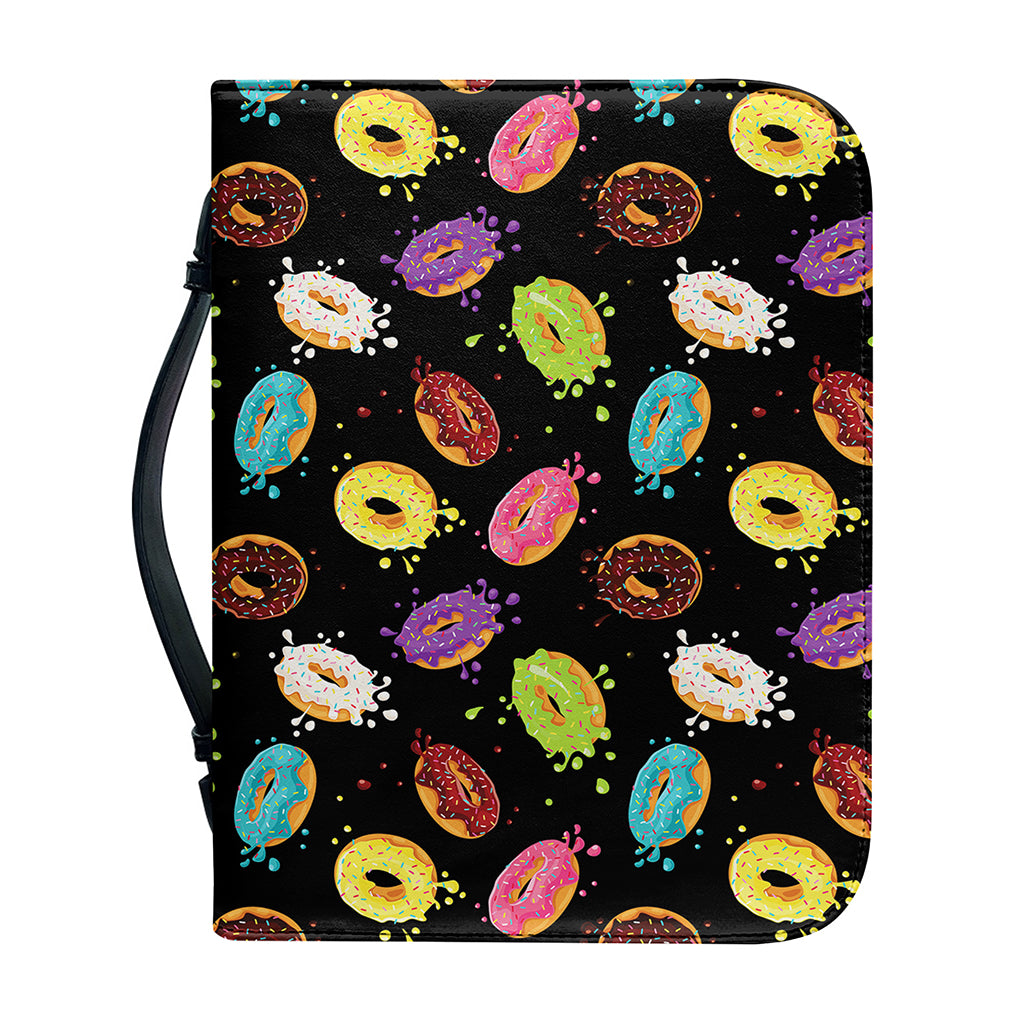 Glaze Donut Pattern Print Leather Bible Cover