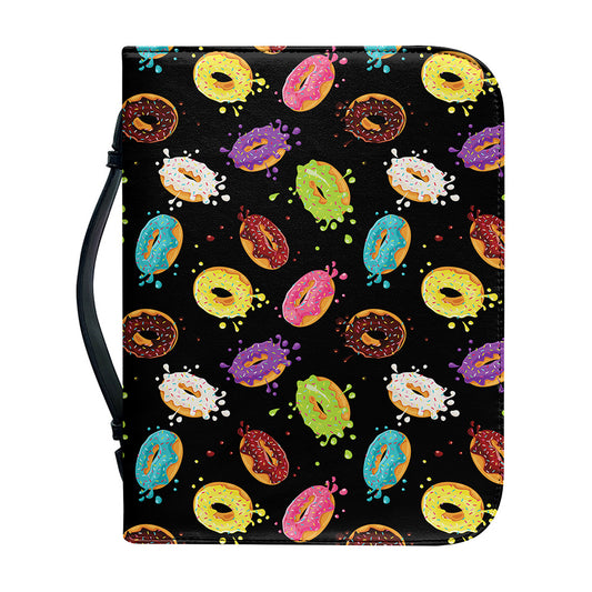 Glaze Donut Pattern Print Leather Bible Cover