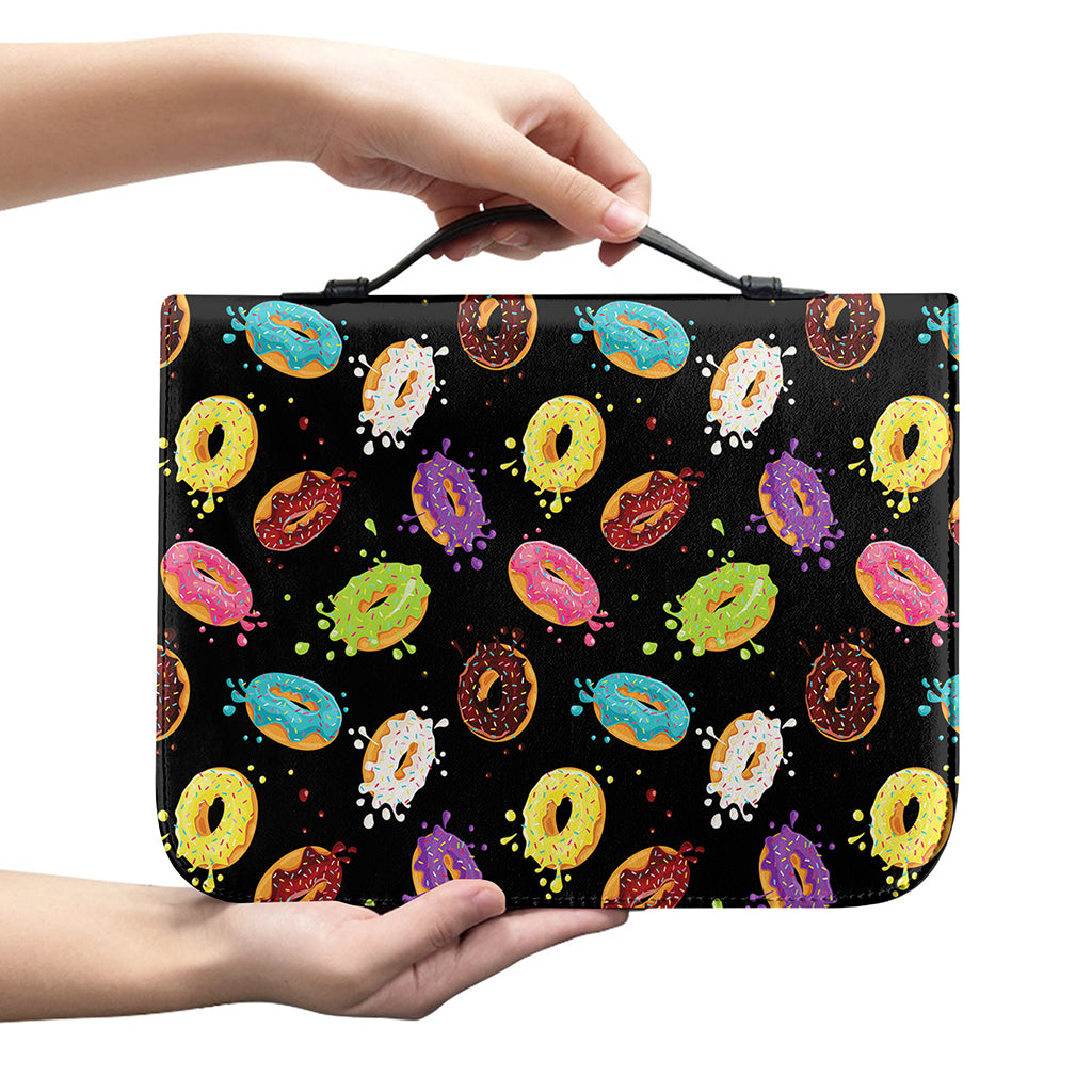 Glaze Donut Pattern Print Leather Bible Cover