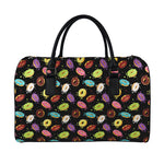 Glaze Donut Pattern Print Leather Duffle Bag