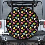 Glaze Donut Pattern Print Leather Spare Tire Cover