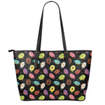 Glaze Donut Pattern Print Leather Tote Bag