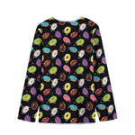 Glaze Donut Pattern Print Long Sleeve Short Coat