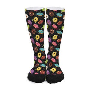 Glaze Donut Pattern Print Long Socks