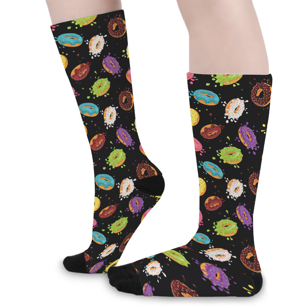 Glaze Donut Pattern Print Long Socks