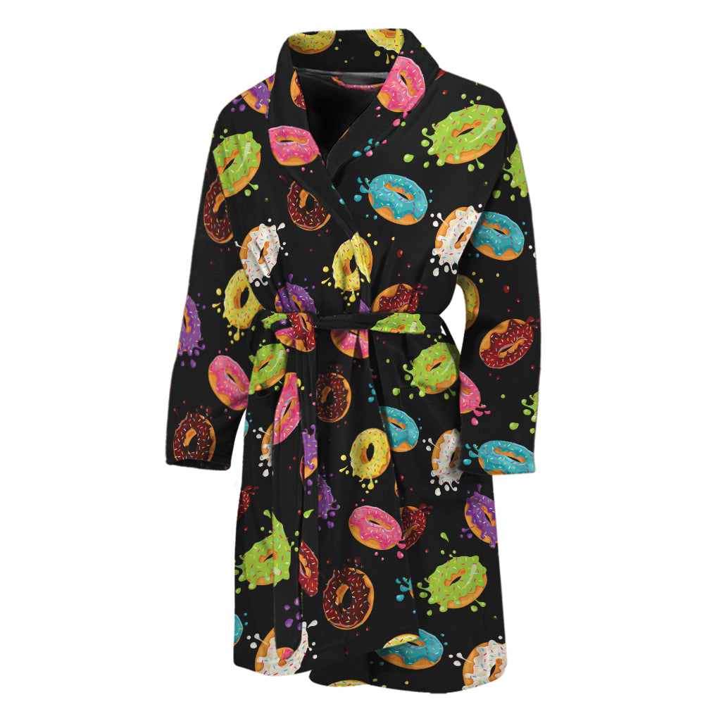 Glaze Donut Pattern Print Men's Bathrobe