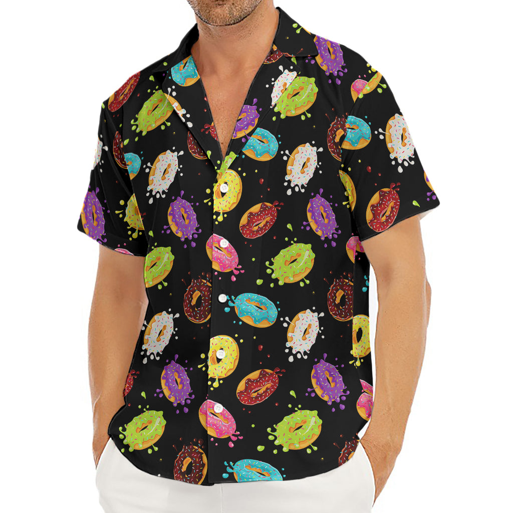 Glaze Donut Pattern Print Men's Deep V-Neck Shirt