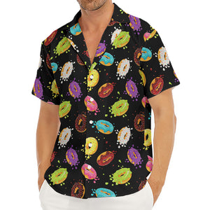 Glaze Donut Pattern Print Men's Deep V-Neck Shirt