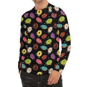 Glaze Donut Pattern Print Men's Long Sleeve Rash Guard