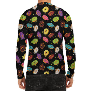 Glaze Donut Pattern Print Men's Long Sleeve Rash Guard