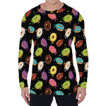 Glaze Donut Pattern Print Men's Long Sleeve T-Shirt