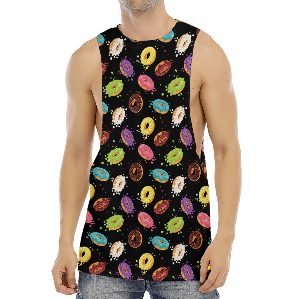 Glaze Donut Pattern Print Men's Muscle Tank Top