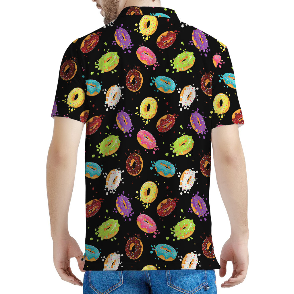 Glaze Donut Pattern Print Men's Polo Shirt