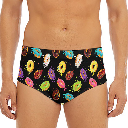 Glaze Donut Pattern Print Men's Triangle Swim Briefs