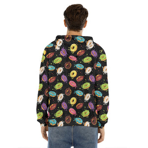 Glaze Donut Pattern Print Men's Velvet Pullover Hoodie