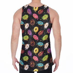 Glaze Donut Pattern Print Men's Velvet Tank Top