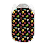 Glaze Donut Pattern Print Mesh Laundry Hamper