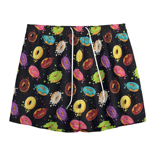 Glaze Donut Pattern Print Mesh Shorts