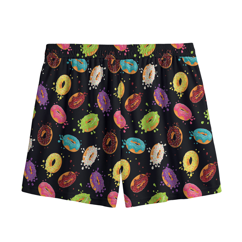 Glaze Donut Pattern Print Mesh Shorts
