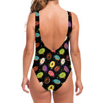 Glaze Donut Pattern Print One Piece Swimsuit