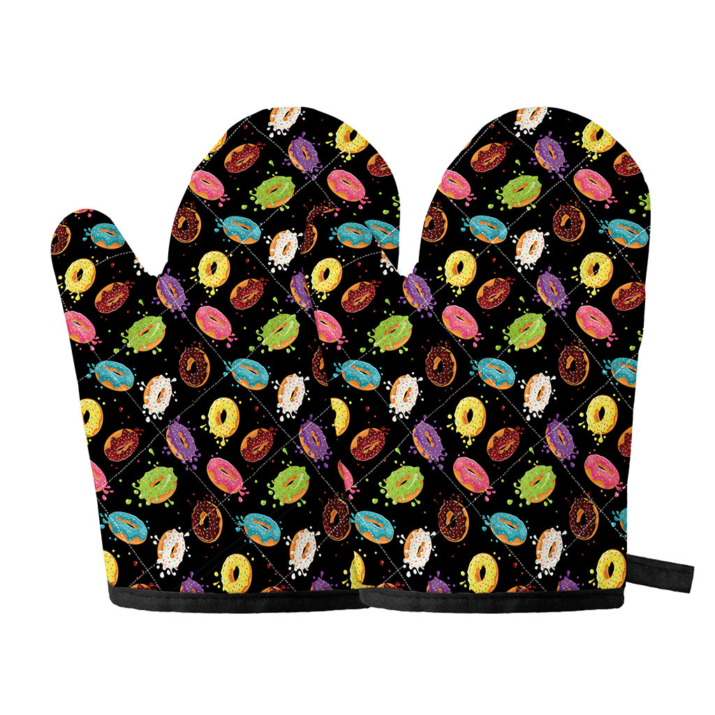 Glaze Donut Pattern Print Oven Mitts