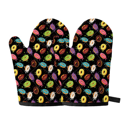 Glaze Donut Pattern Print Oven Mitts