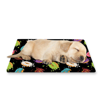 Glaze Donut Pattern Print Pet Cooling Mat Cover