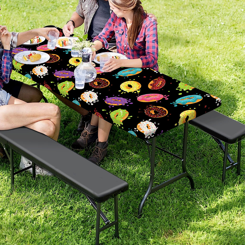Glaze Donut Pattern Print Picnic Table Cover