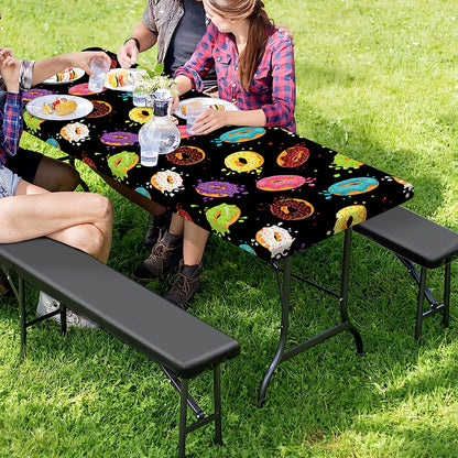 Glaze Donut Pattern Print Picnic Table Cover