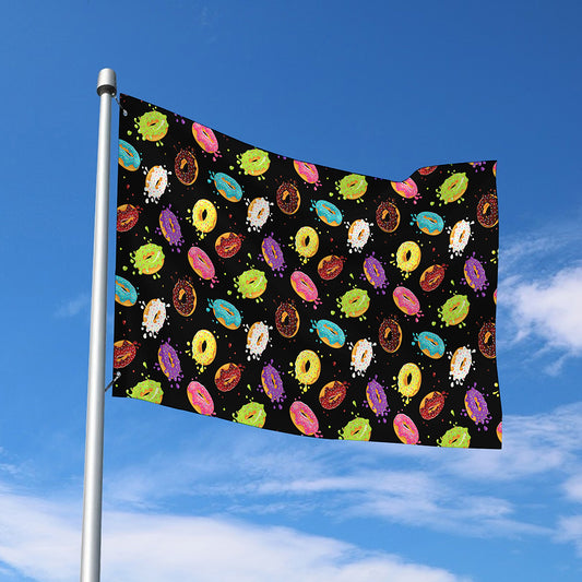 Glaze Donut Pattern Print Polyester Flag