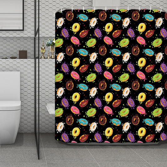 Glaze Donut Pattern Print Polyester Shower Curtain