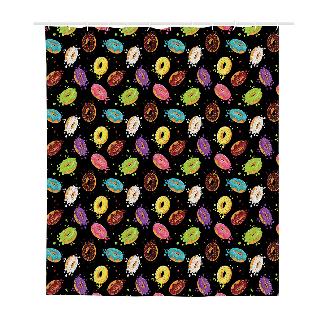 Glaze Donut Pattern Print Polyester Shower Curtain