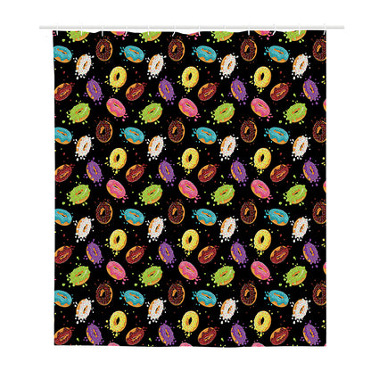 Glaze Donut Pattern Print Polyester Shower Curtain
