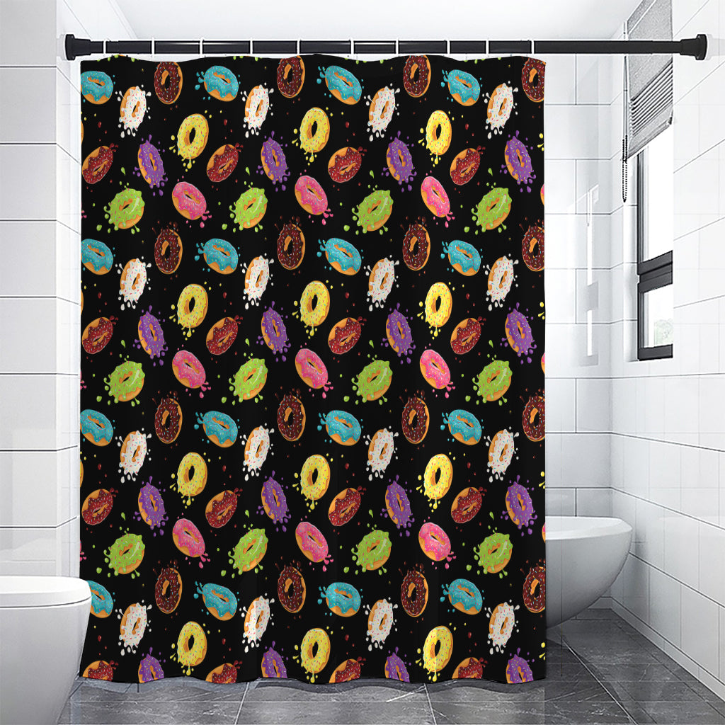 Glaze Donut Pattern Print Premium Shower Curtain