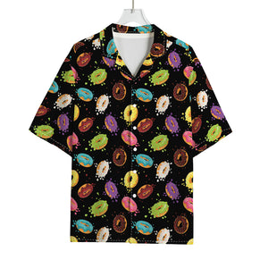 Glaze Donut Pattern Print Rayon Hawaiian Shirt